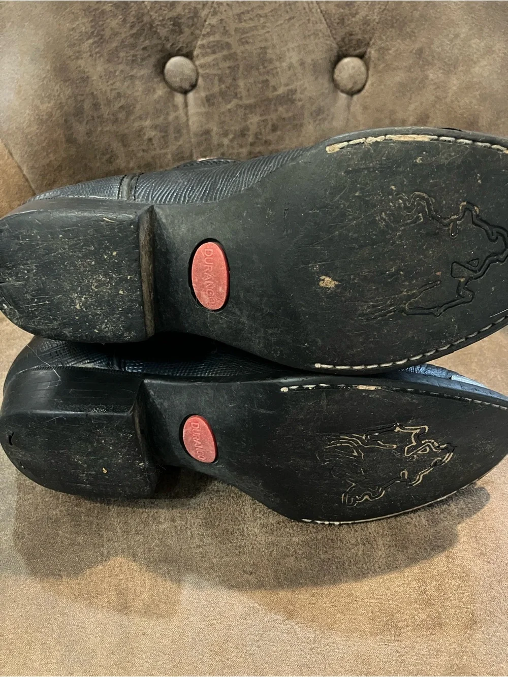 Boys Black Embossed Western Boots with Contrast Stitching